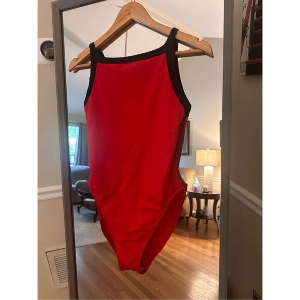 La Blanca Red One-Piece Swimsuit with Black Trim